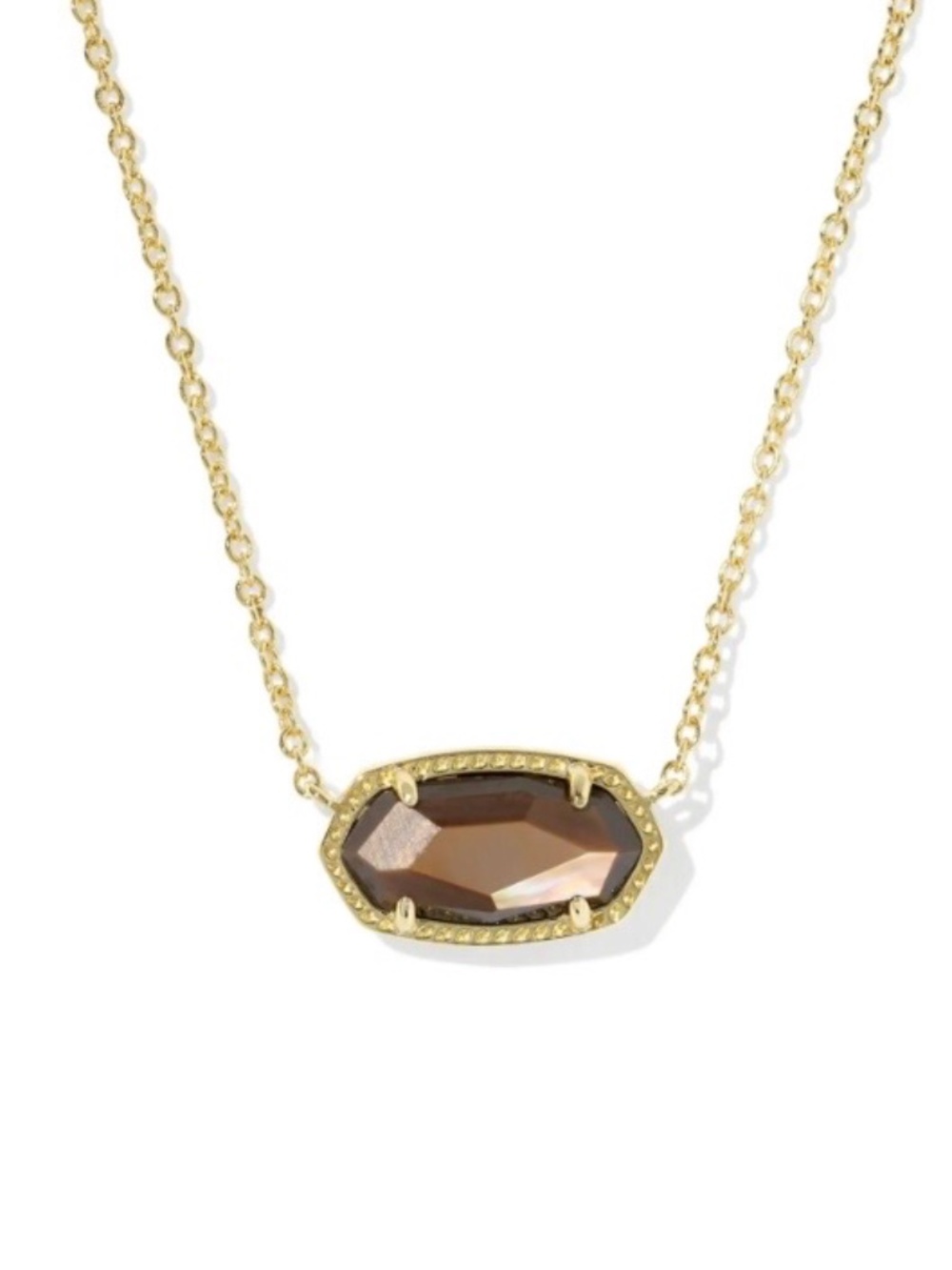 Kendra Scott Elisa Gold Short Pendant Necklace in Brown Mother-Of-Pearl